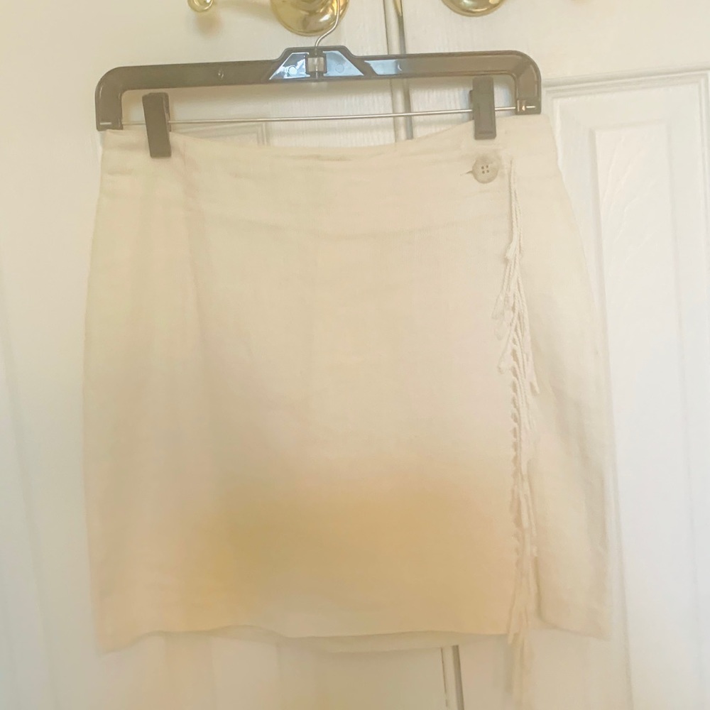 Cream Fringe Mini Skirt